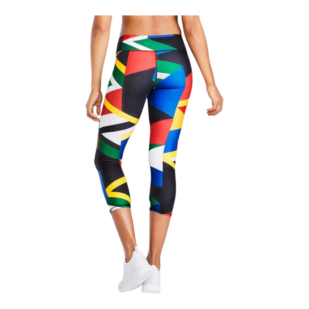 Fabletics Define Power Hold Mid Rise Capri Global Print Bold Colored Leggings M